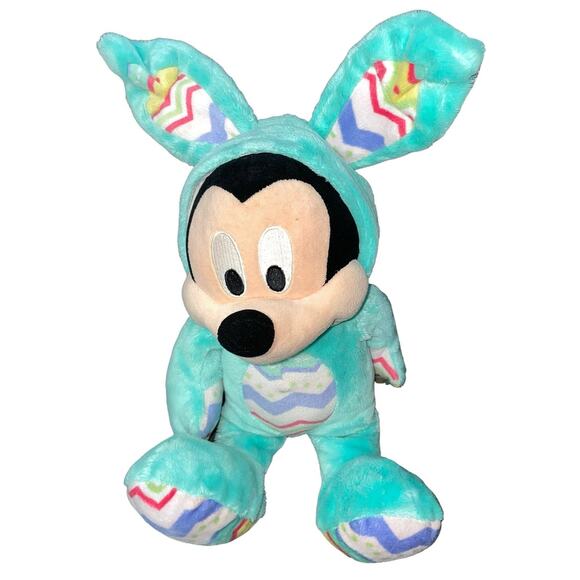 Disney Mickey Mouse Plush Bunny Rabbit Baby Shower Gift Nursery Decor Blue 10" - Picture 13 of 14